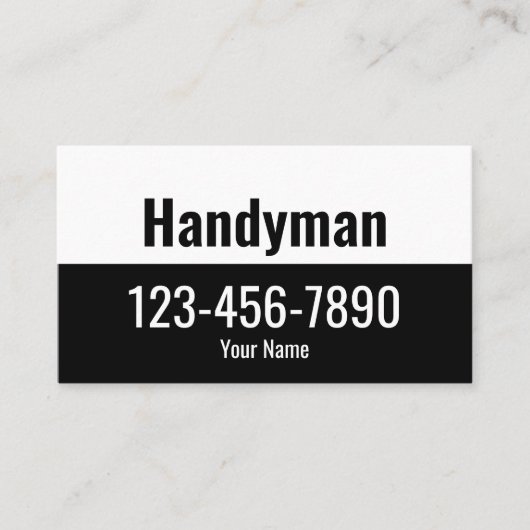 Handyman Zwart-wit Tekst Sjabloon Visitekaartje (Voorkant)