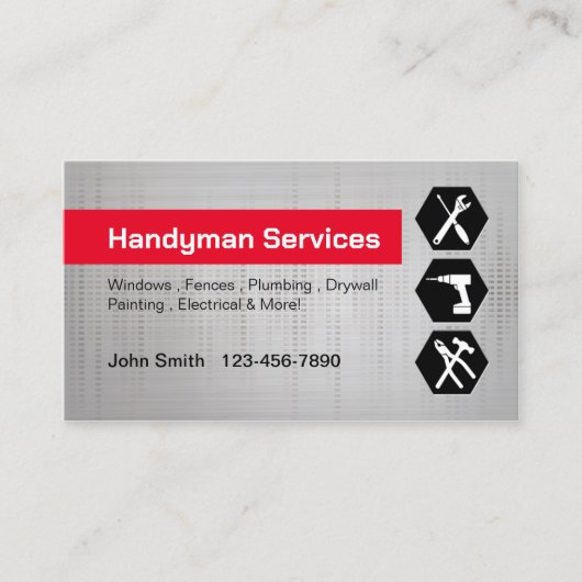 Handymanconstructie Modern rood etiket Visitekaartje (Voorkant)