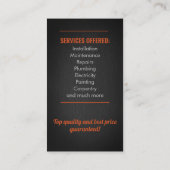 Handymandiensten Visitekaartje (Achterkant)