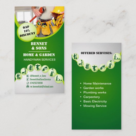 Handymandiensten Visitekaartje (Voorkant / Achterkant)