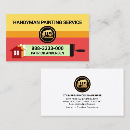 Handymanschilder Warm Paint Visitekaartje (Voorkant / Achterkant)