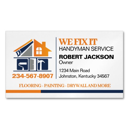 Handymanservice Magnetisch Visitekaartje (Voorkant)