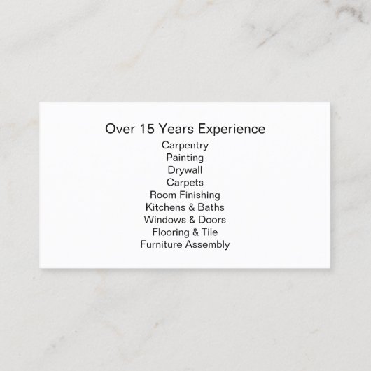 Handymanservice Visitekaartje (Achterkant)