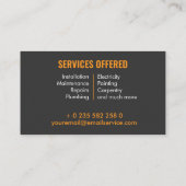 Handymanservices, gereedschap voor kleurrijke pict visitekaartje (Achterkant)