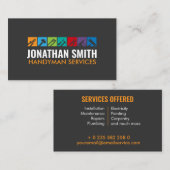 Handymanservices, gereedschap voor kleurrijke pict visitekaartje (Voorkant / Achterkant)