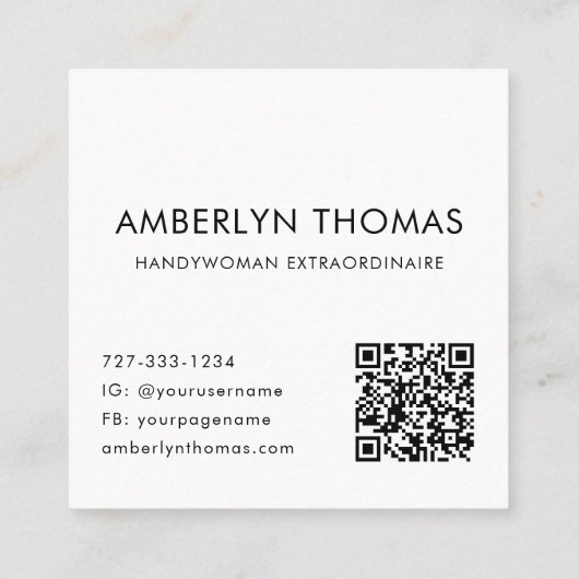 Handywoman Custom Logo QR Code Goud Zwart Vierkante Visitekaartje (Achterkant)