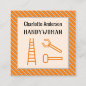 Handywoman Modern Oranje  QR-code Vierkante Visitekaartje (Voorkant)