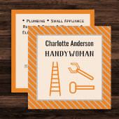 Handywoman Modern Oranje  QR-code Vierkante Visitekaartje