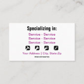 Handywoman Service Tweezijdig Visitekaartje (Achterkant)