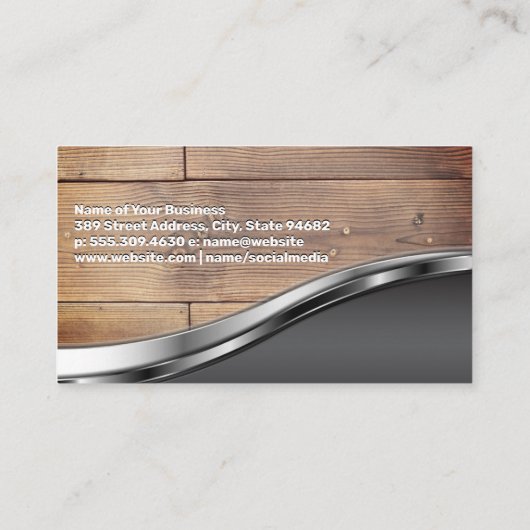 Handzaag | Houten Planken | Metalen Afwerking Visitekaartje (Achterkant)