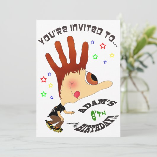 HANDzYMANS-RollerbladerUitnodiging Kaart (Staand voorkant)