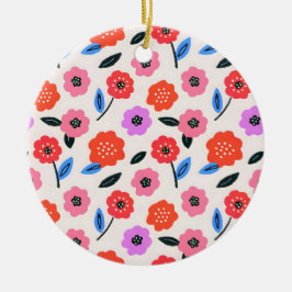 Hane tekening bloemenpatroon keramisch ornament
