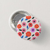 Hane tekening bloemenpatroon ronde button 3,2 cm (Voorkant /achterkant)