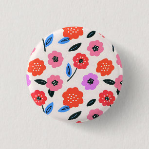 Hane tekening bloemenpatroon ronde button 3,2 cm