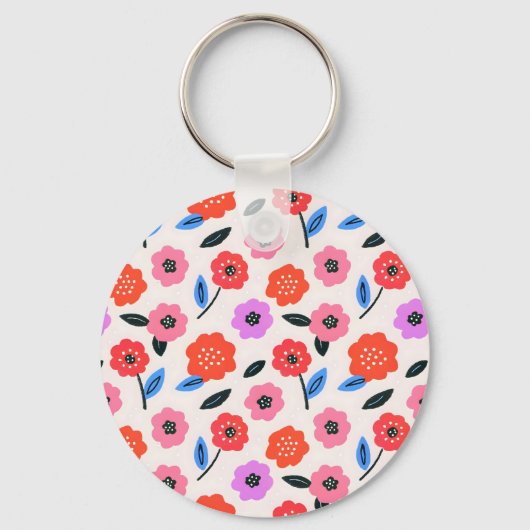 Hane tekening bloemenpatroon sleutelhanger (Voorkant)