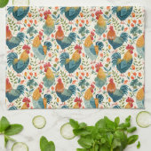 Hanen en bloemen theedoek (Gevouwen)