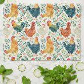 Hanen en bloemen theedoek (Gevouwen)
