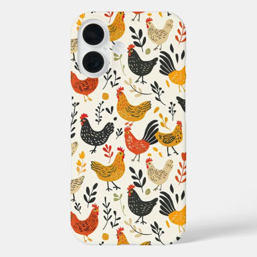 Hanen en kippen Eenvoudige Illustratie Print Case-Mate iPhone Case (Achterkant)