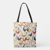 Hanen en kippen Eenvoudige Illustratie Print Tote Bag (Achterkant)