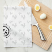 Hanen Kip Boerderij Naam Zwart en Wit Theedoek (Quarter Fold)