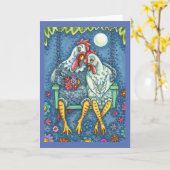 HANEN KITTELEN, LIEFDEVOLE KIP ROMANCE *Blank Kaart (Gele Bloem)