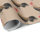 hanen op bruin cadeaupapier (Rol Hoek)