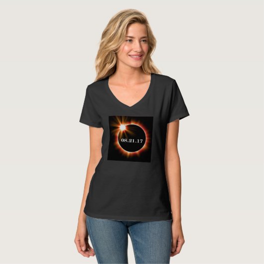 Hanes Nano V-nek Eclipse T-shirt voor dames (Voorkant volledig)