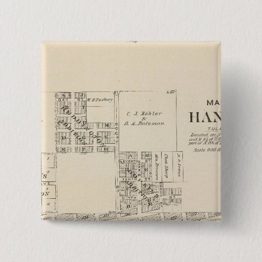 Hanford, Tulare County Vierkante Button 5,1 Cm (Voorkant)