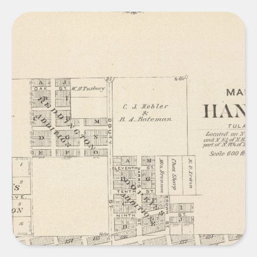 Hanford, Tulare County Vierkante Sticker (Voorkant)