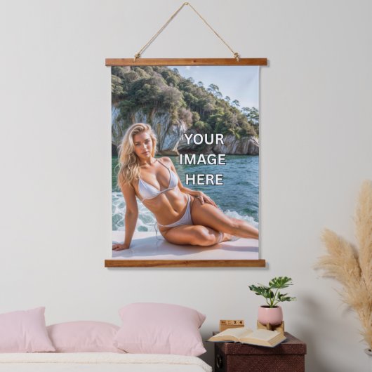 HANG! 🖼️ Aangepaste wandtapijt met houten display Hangend Wandkleed (Slaapkamer)