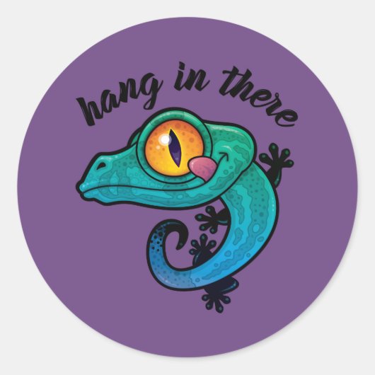 Hang daar de kleurrijke Gecko op Ronde Sticker (Voorkant)