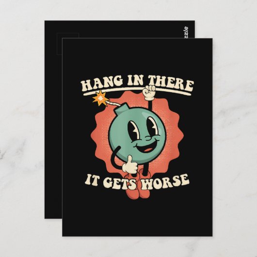 Hang daar in, het wordt nog grappiger Cartoon bom Briefkaart (Voorkant / Achterkant)