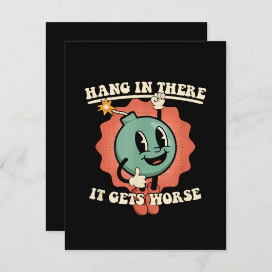 Hang daar in, het wordt nog grappiger Cartoon bom Informatiekaartje (Voorkant / Achterkant)