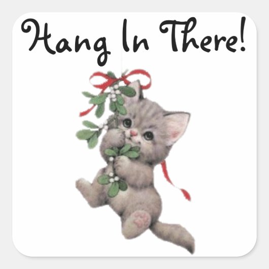 Hang daar in Mistletoe Kitten Vierkante Sticker (Voorkant)