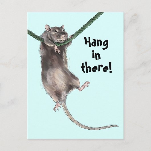 Hang daar in Rat Blue Background Briefkaart (Voorkant)
