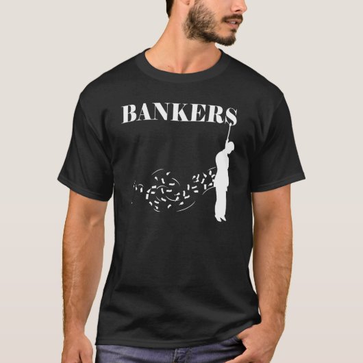 Hang de bankiers zwart op shirt (Voorkant)