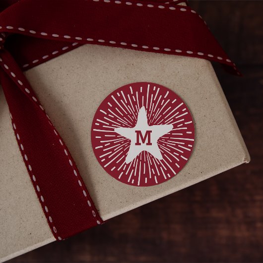 Hang een Shining Star Kerstmis Monogram Ronde Sticker