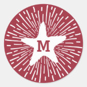 Hang een Shining Star Kerstmis Monogram Ronde Sticker (Voorkant)
