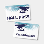 Hang glide Teacher Hall Pass Badge (Voor- en achterkant)