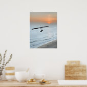 Hang Glider Silhouette Ocean Sunset Beach Coastal Poster (Keuken)