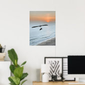 Hang Glider Silhouette Ocean Sunset Beach Coastal Poster (Thuiskantoor)
