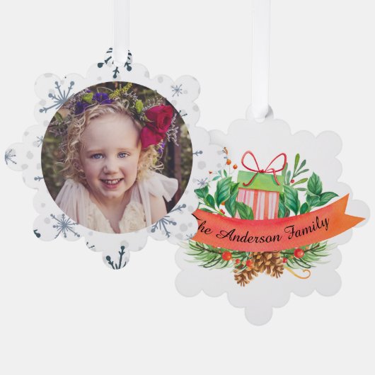 Hang het aan de boomfoto & aangepaste begroeting ornament kaart (Voorkant / Achterkant)