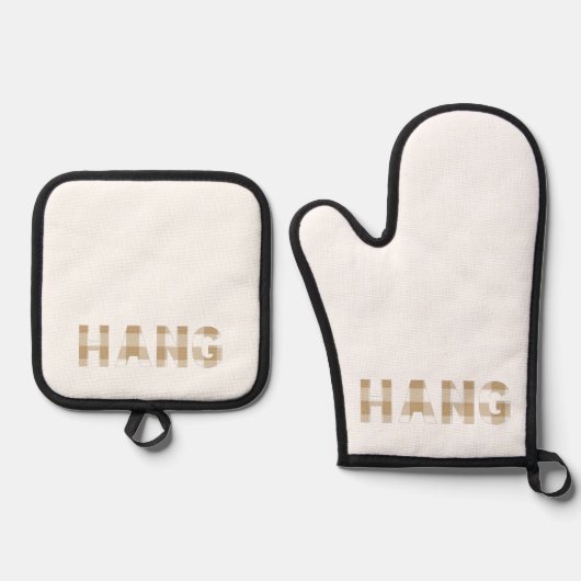 Hang Hmong achternaam Beige Plaid Ovenwant & Pannenlap Set (Voorkant)