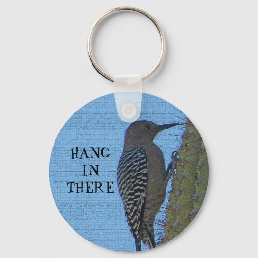 Hang in daar Gila Woodpecker Foto Saguaro Cactus Sleutelhanger (Voorkant)