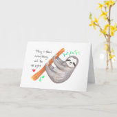 Hang in daar Schattigee Sloth Art sympathie krijge Kaart (Gele Bloem)