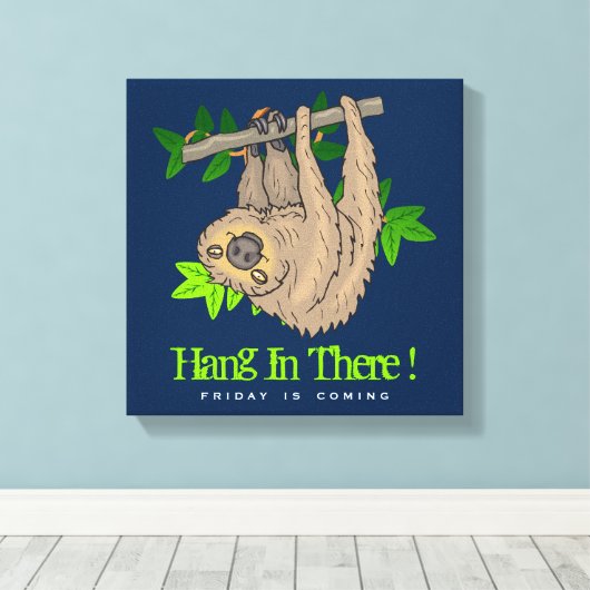 Hang in daar Sleuf op een boomtak Canvas Afdruk (Insitu (Houten vloer))