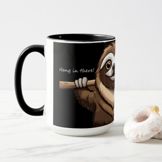 "Hang in daar": Slots bemoedigende woorden Mok (Met donut)