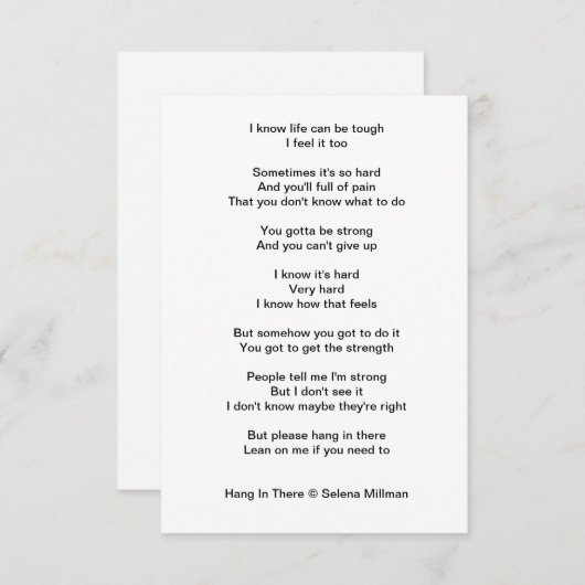 ‘Hang in het hier’ gedicht Informatiekaartje (Voorkant / Achterkant)