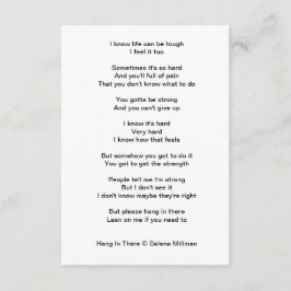 ‘Hang in het hier’ gedicht Informatiekaartje