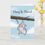 Hang In There Cute Opossum Encouragement Kaart (Gele Bloem)